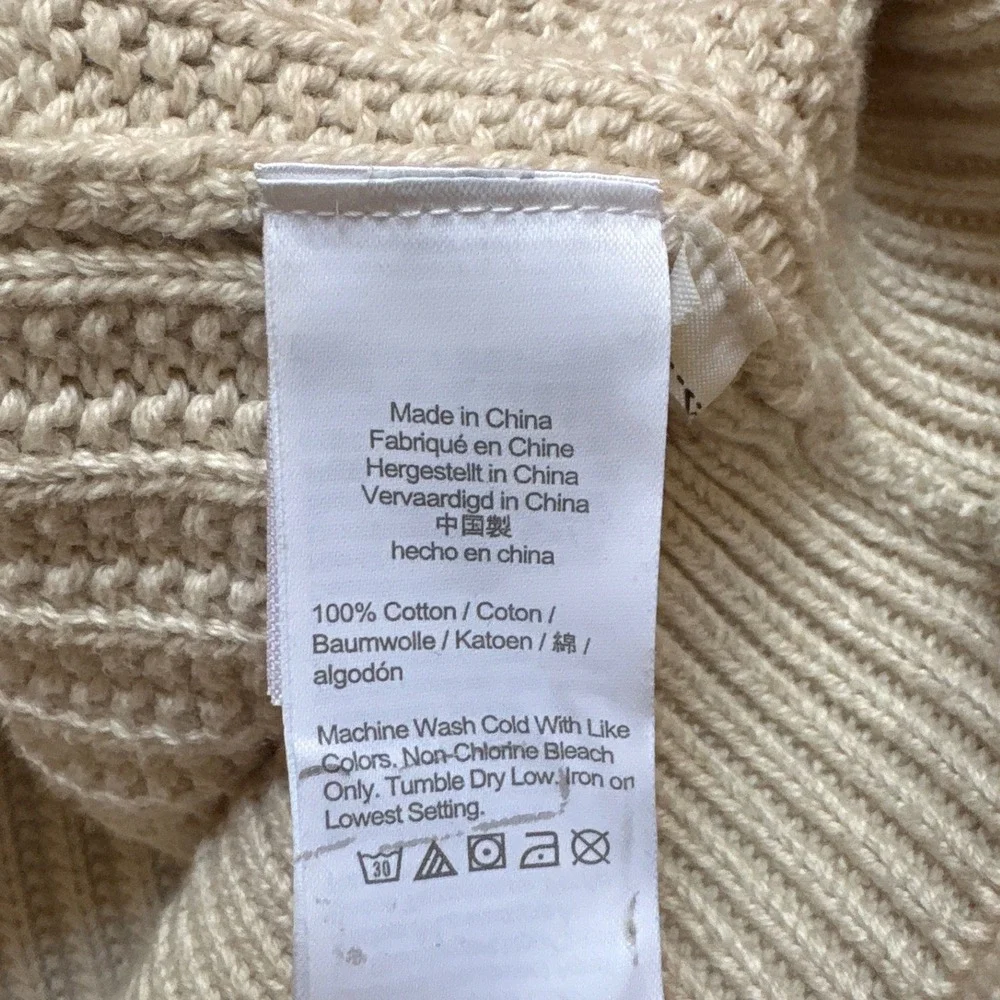 J Crew‎ Shaker Stitch Sweater Mens Cream Cotton Knit Crewneck SIZE XL